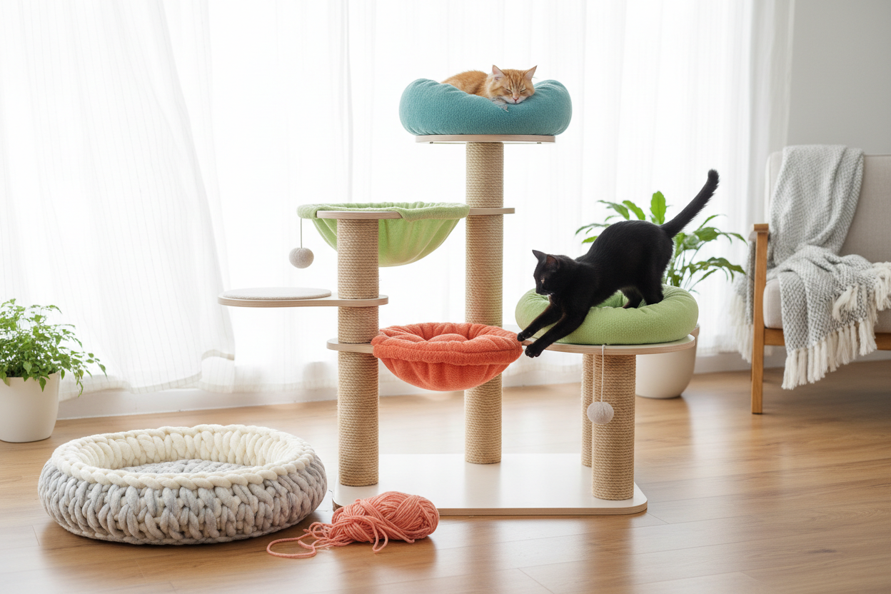 PetParadise Hub Cat Beds & Furniture collection banner featuring cozy cat beds, plush loungers, and stylish feline furniture