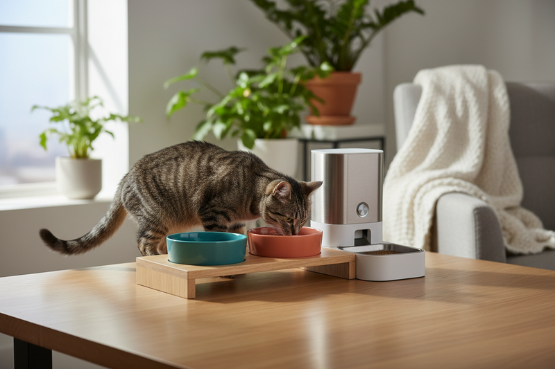 PetParadise Hub Cat Bowls & Feeders collection banner featuring durable cat bowls, slow feeders, and elevated feeding stations