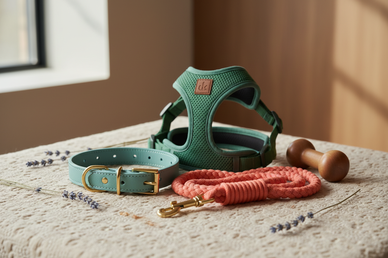 PetParadise Hub Dog Collars, Harnesses & Leashes collection banner featuring durable walking gear for safe and comfortable dog walks