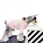 Pet Dog Short Girlish Checkerboard Sweater