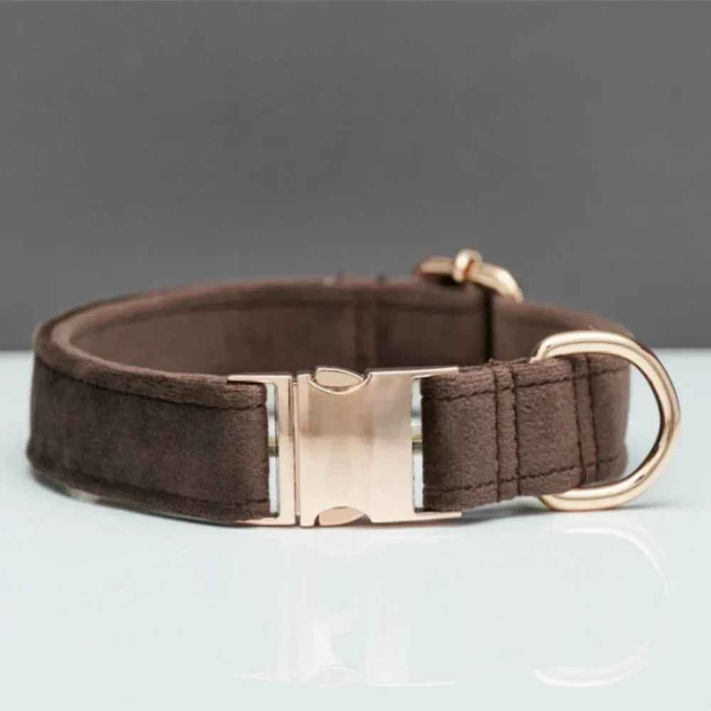 Personalized Velvet Dog Collar & Leash Set with Bow