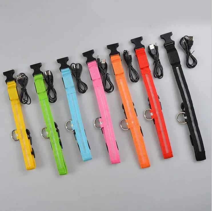 LED Luminous Pet Collar Adjustable Night Safety Glow