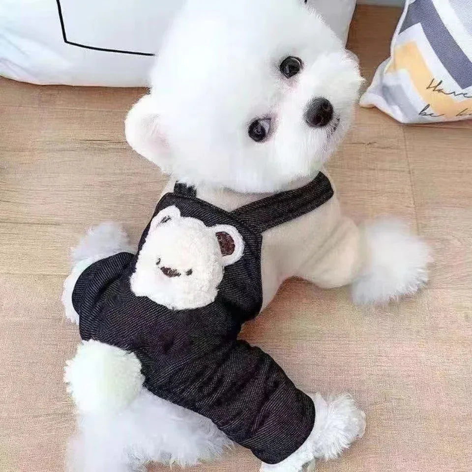 반려견 푸들용 면 누빔 코트 사지형 플리스 안감
