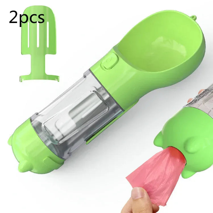 Haustier-Wasserflasche mit Futternapf und Müllbeutel Aufbewahrung Tragbar für Outdoor-Reisen 3-in-1 Hundewasserflasche