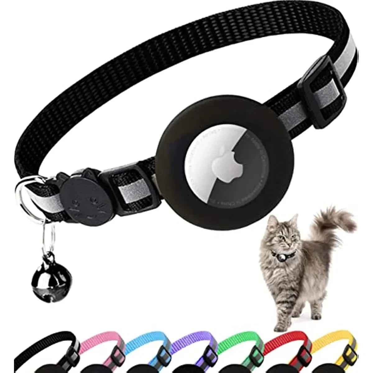 Reflective Waterproof AirTag Cat Collar with Holder Case