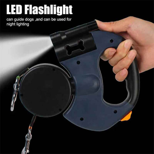 Retractable Dual Dog Leash with LED Light 360° Swivel Reflective