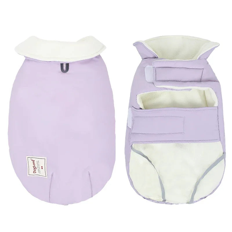 Áo Gile Ấm Chống Lạnh Cho Chó Cổ Cao Bông Cotton Màu Trơn