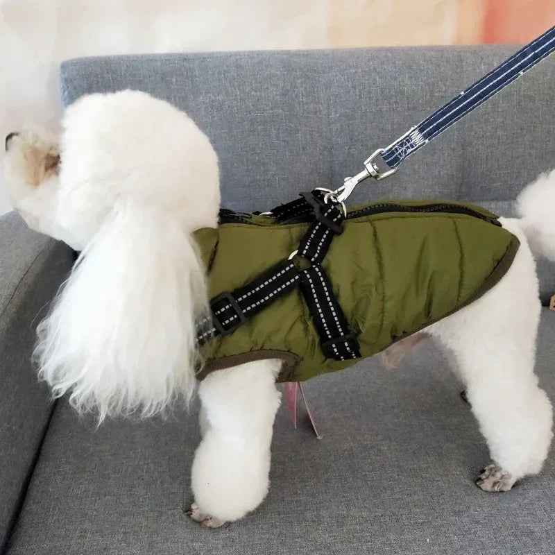 防水犬服 冬用犬コート ハーネス付き 暖かいペット服 大型犬ジャケット チワワ ラブラドールコート コスチューム