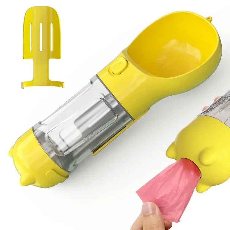 Haustier-Wasserflasche mit Futternapf und Müllbeutel Aufbewahrung Tragbar für Outdoor-Reisen 3-in-1 Hundewasserflasche