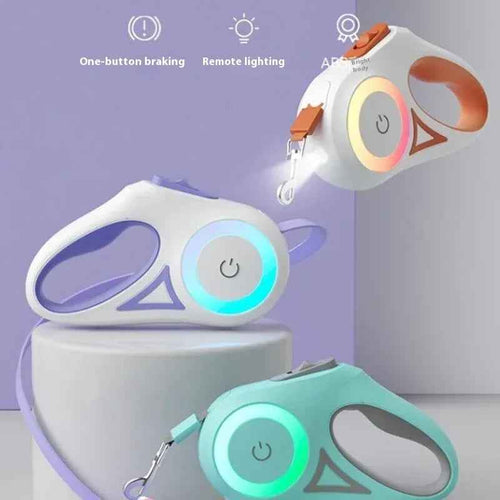Retractable Dog Leash with LED Light & Collar Set