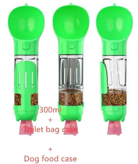 Haustier-Wasserflasche mit Futternapf und Müllbeutel Aufbewahrung Tragbar für Outdoor-Reisen 3-in-1 Hundewasserflasche