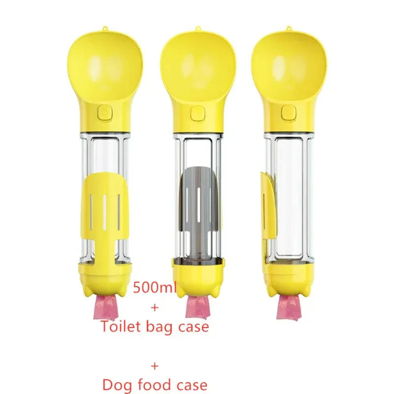 Haustier-Wasserflasche mit Futternapf und Müllbeutel Aufbewahrung Tragbar für Outdoor-Reisen 3-in-1 Hundewasserflasche