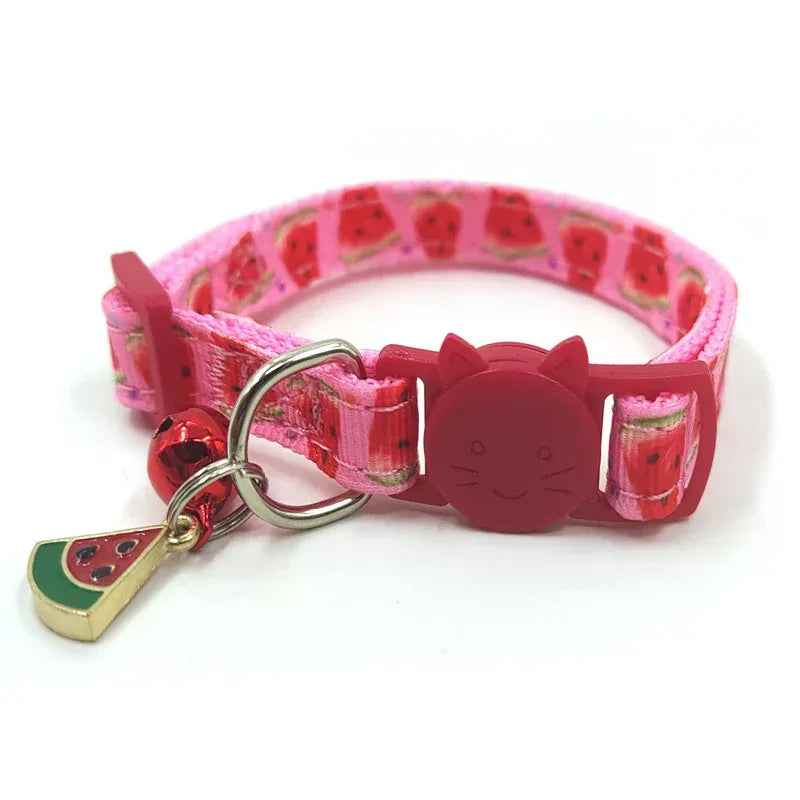 Printed Cat Collar with Bell Adjustable Safety Breakaway Strap
