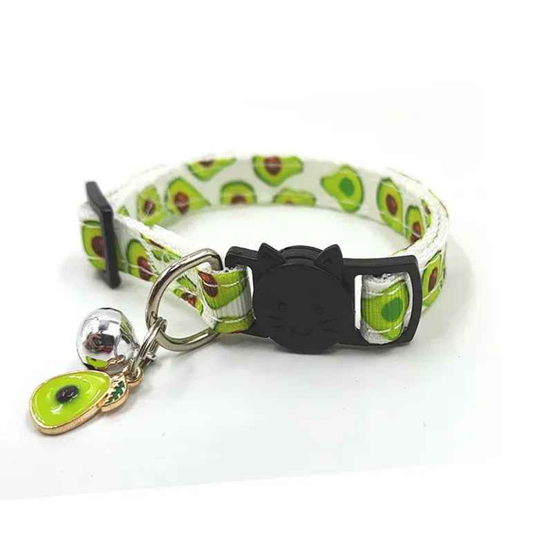 Printed Cat Collar with Bell Adjustable Safety Breakaway Strap