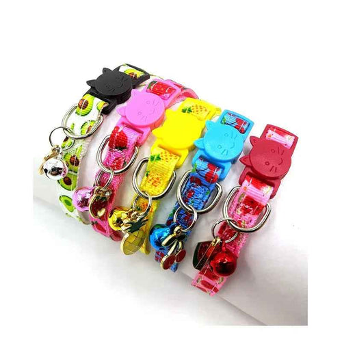 Printed Cat Collar with Bell Adjustable Safety Breakaway Strap