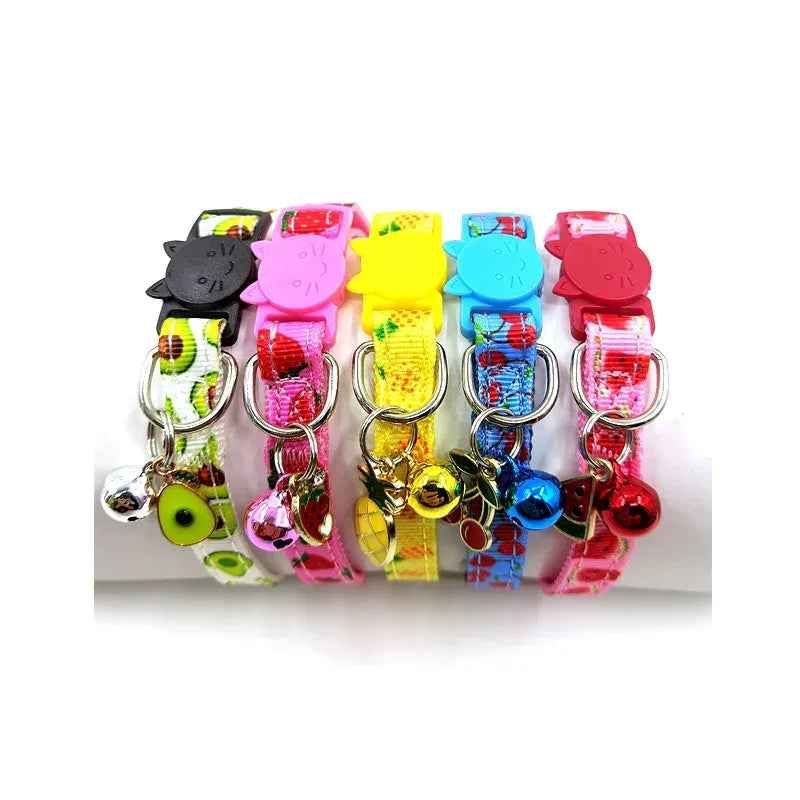 Printed Cat Collar with Bell Adjustable Safety Breakaway Strap