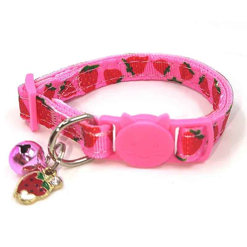 Printed Cat Collar with Bell Adjustable Safety Breakaway Strap