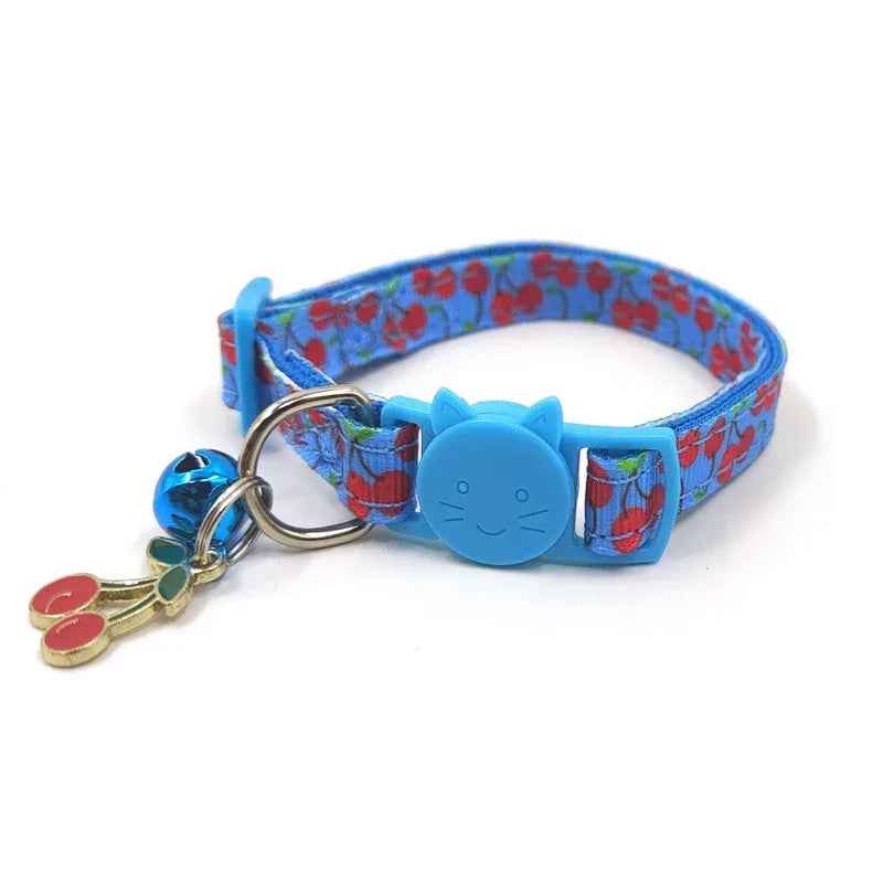 Printed Cat Collar with Bell Adjustable Safety Breakaway Strap