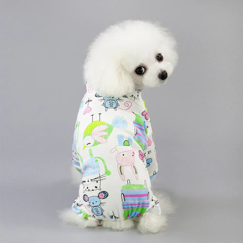 Quần Áo Nhà Bằng Cotton Bốn Chân Cho Thú Cưng - Pijama Chó Hình Trái Cây Hoạt Hình Thoải Mái