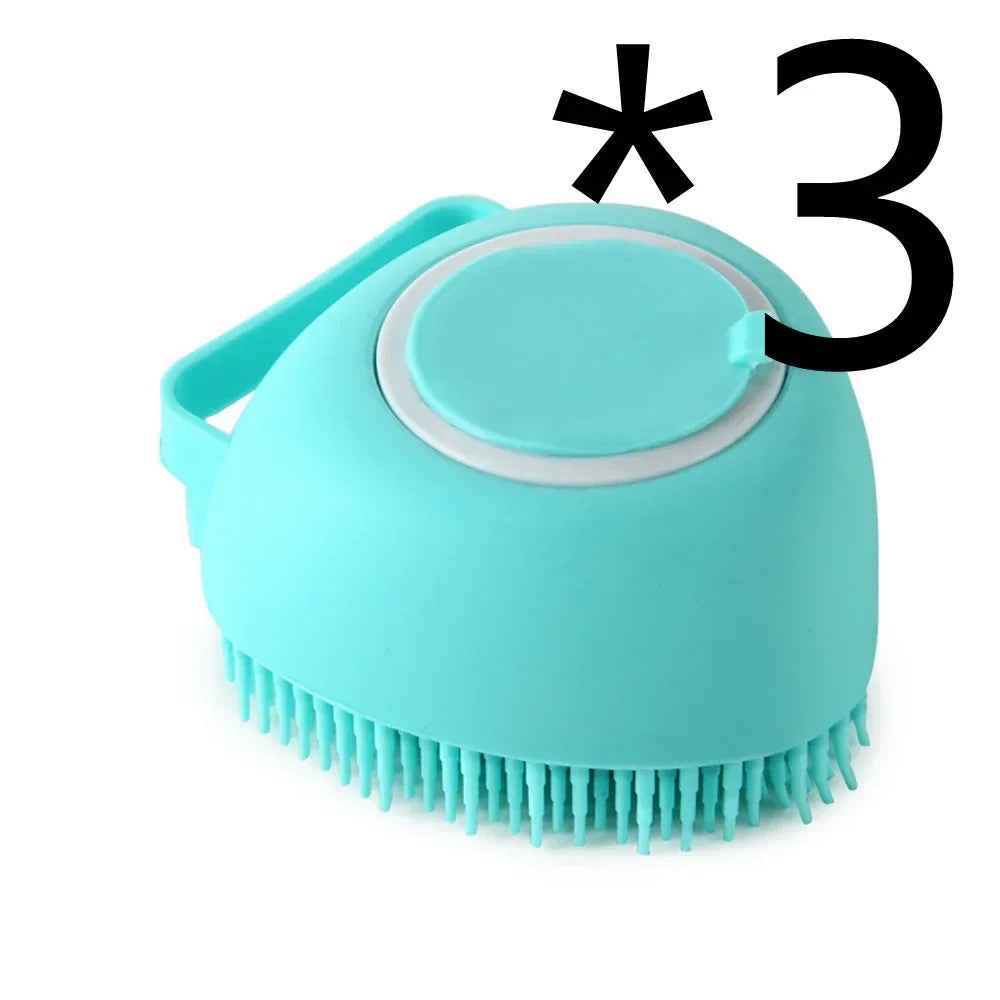 シリコーン製ペット用バスマッサージブラシ手袋 シャンプーディスペンサー付き
