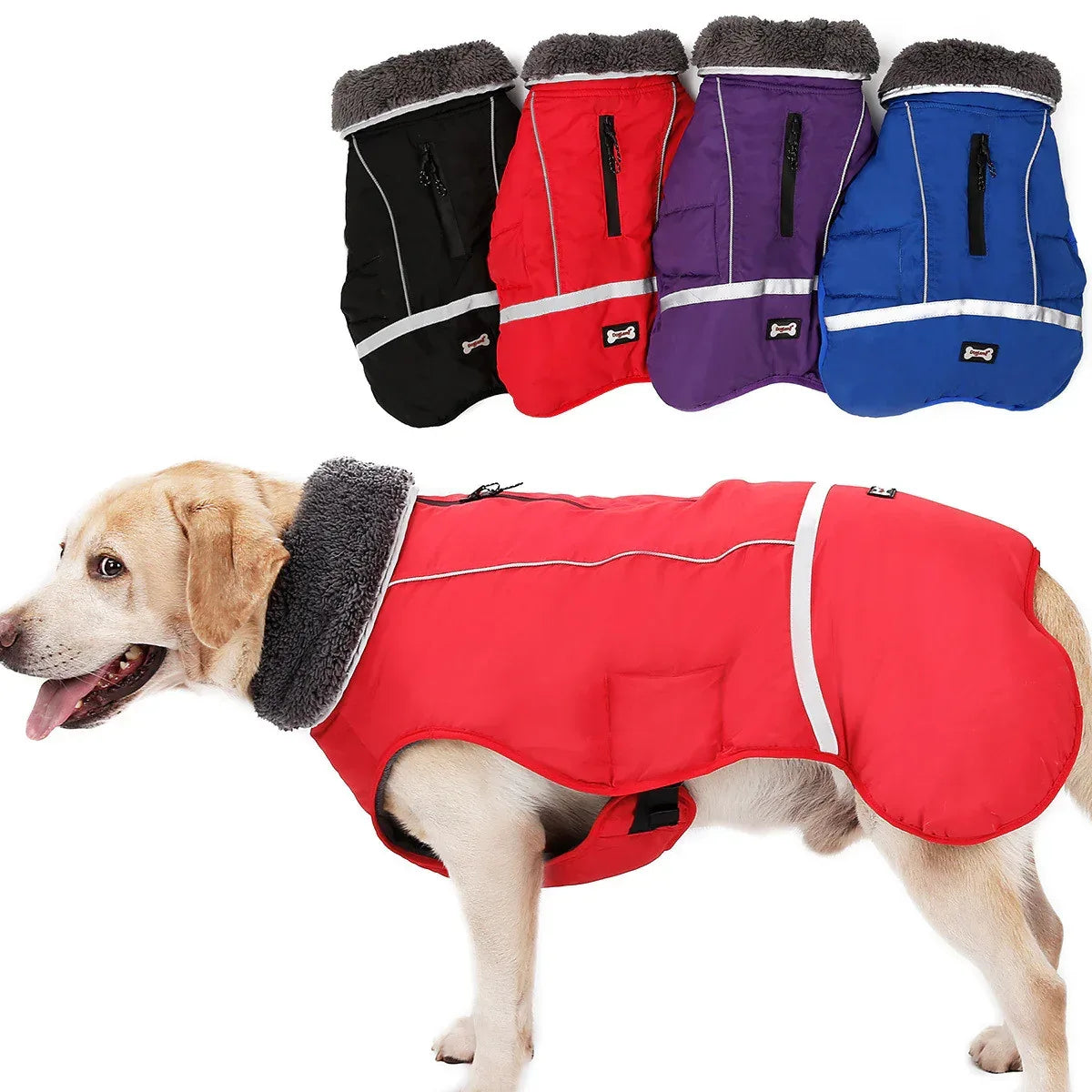 Abbigliamento caldo riflettente per cani di taglia grande