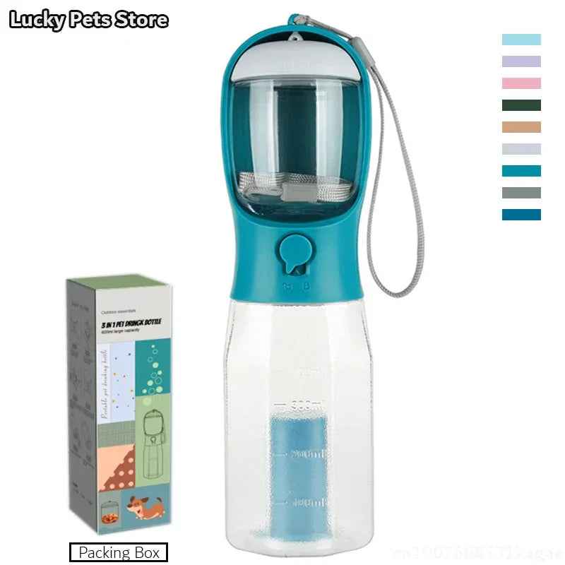 3-in-1 Portable Pet Water Bottle with Food & Poop Dispenser