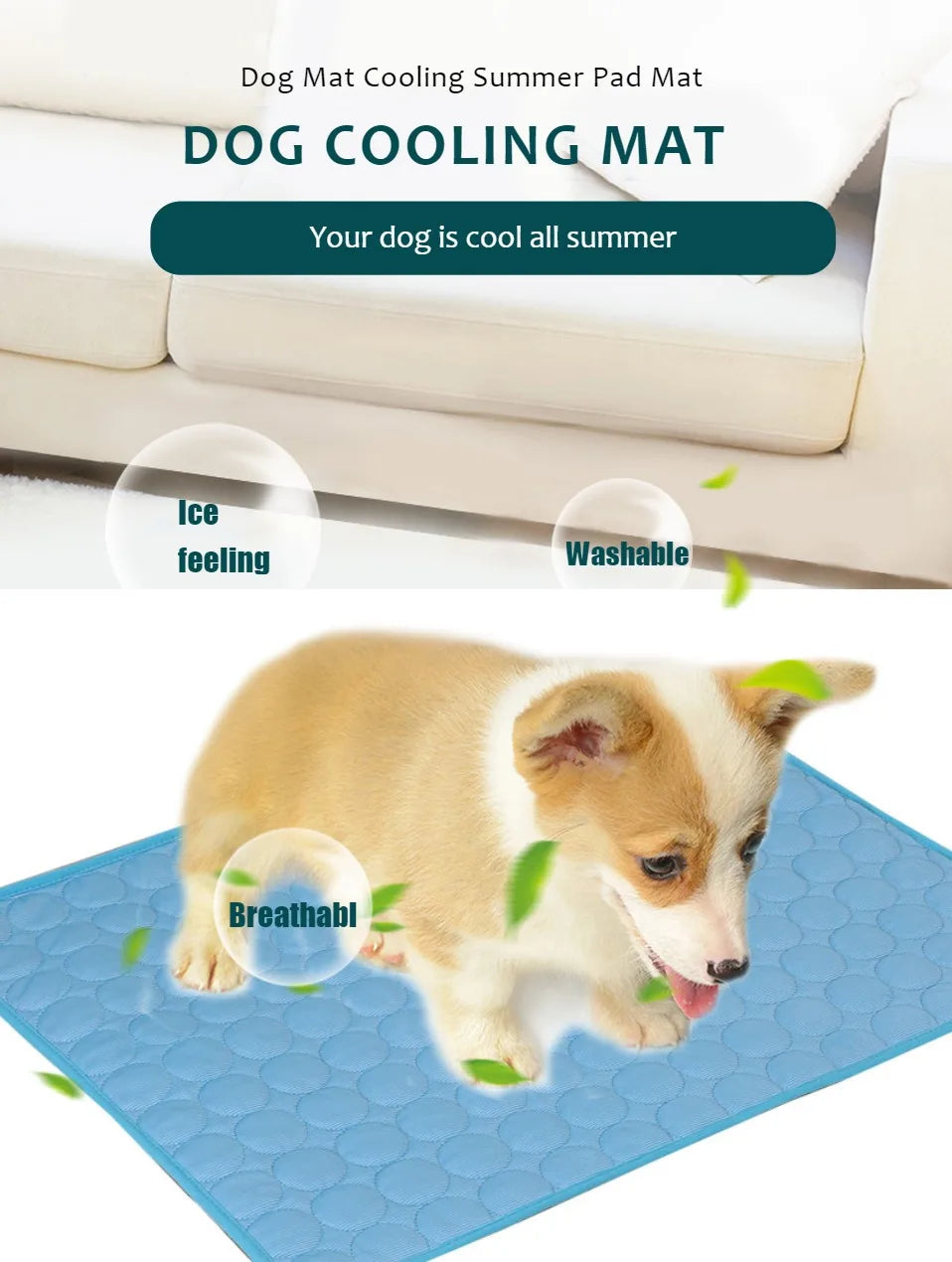 Cooling Pet Mat for Dogs & Cats – Summer Ice Silk Sleeping Pad