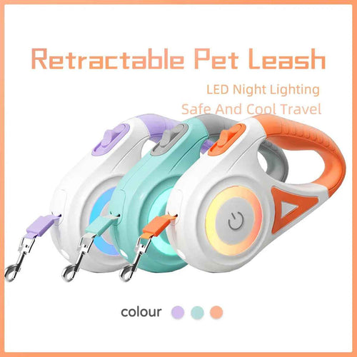 Retractable Dog Leash with LED Light & Collar Set
