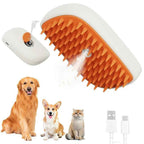 USB Rechargeable Pet Steam Brush Spray Grooming Massage Comb