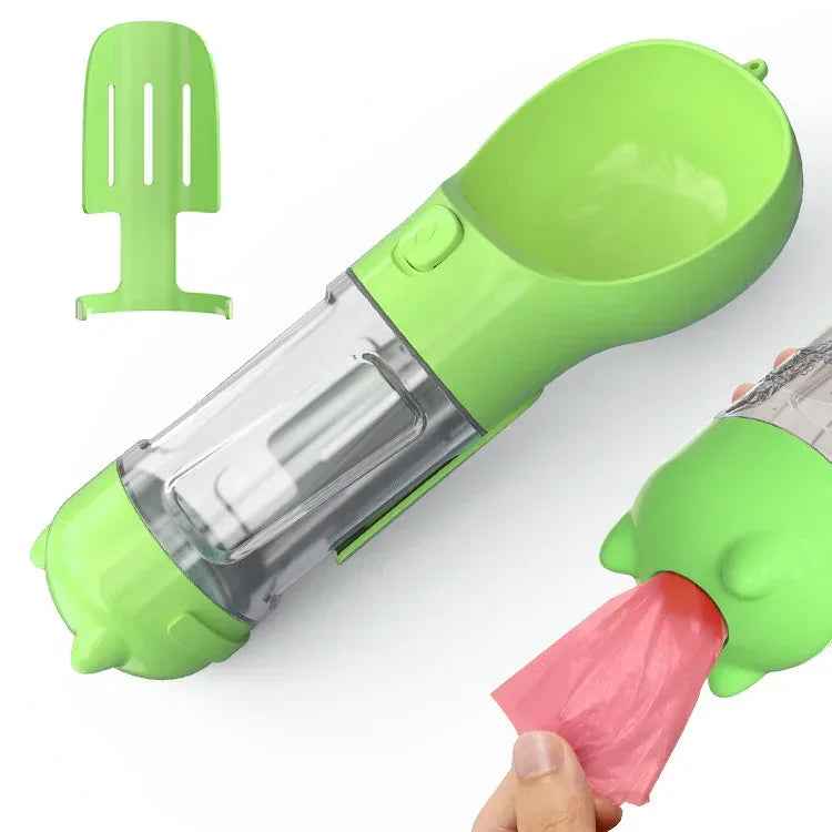 Haustier-Wasserflasche mit Futternapf und Müllbeutel Aufbewahrung Tragbar für Outdoor-Reisen 3-in-1 Hundewasserflasche