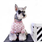 Pet Dog Short Girlish Checkerboard Sweater