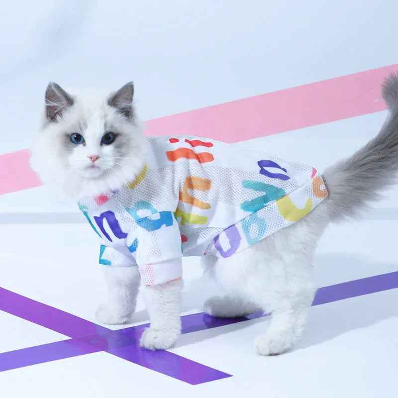 Cat Clothes Anti Hair Loss Cute VestBlue