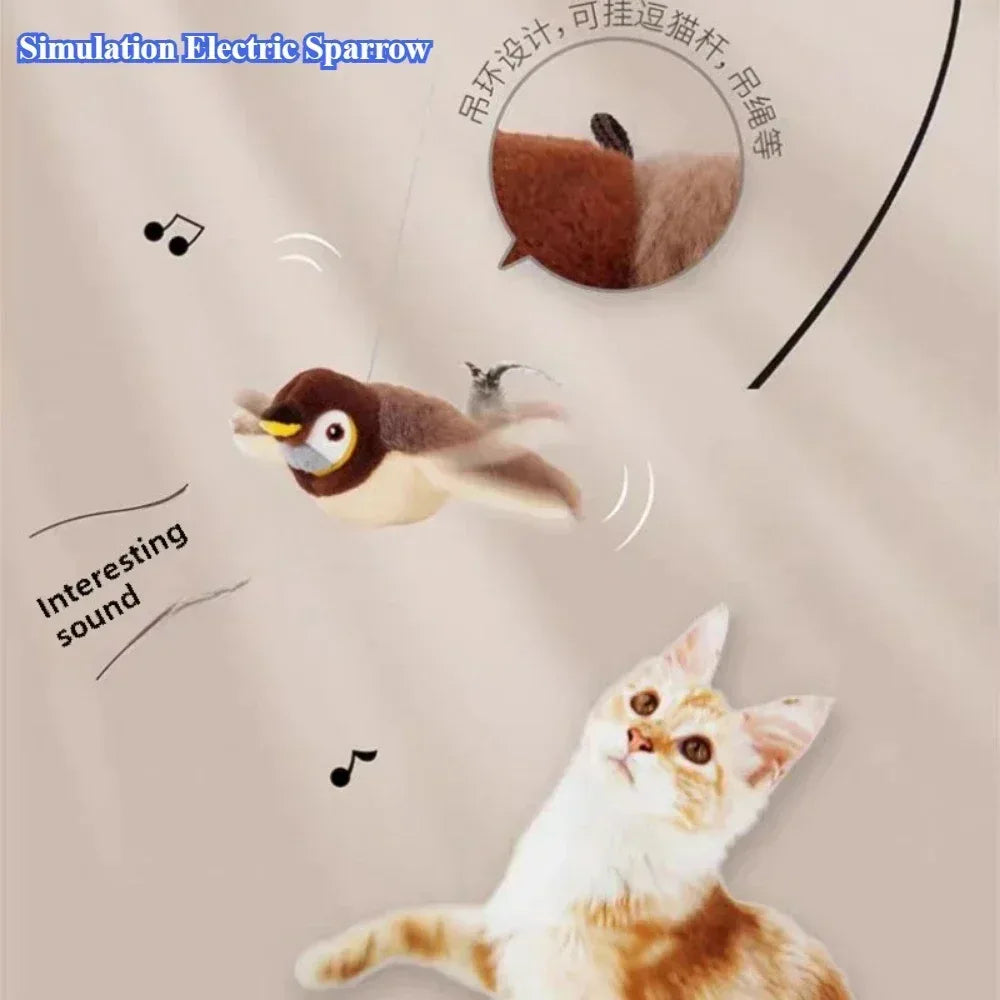 ของเล่นตุ๊กตาสัตว์เลี้ยงแบบโต้ตอบ ปลาปีกไฟฟ้ากระพือและนก