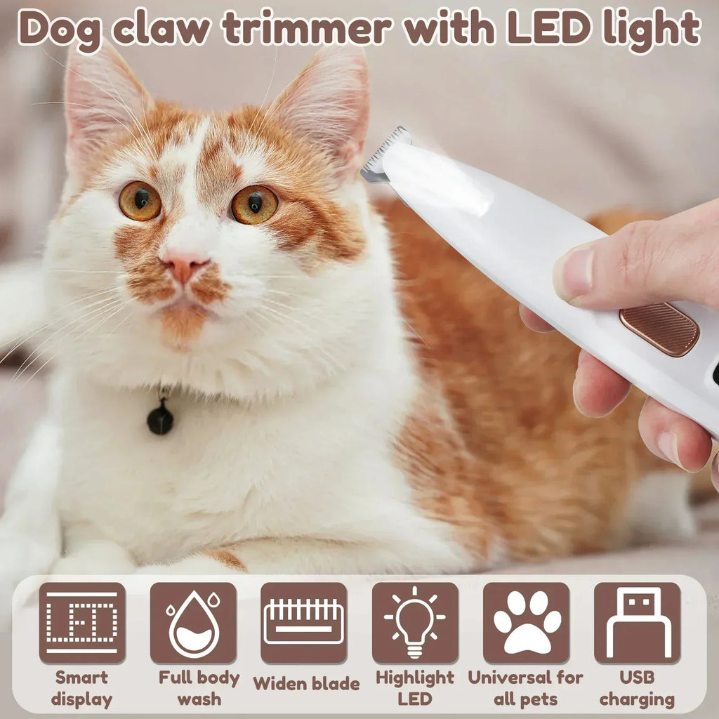 LED Pet Paw Hair Trimmer Waterproof Dog Grooming Clipper