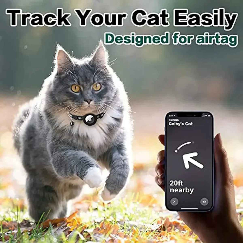 Reflective Waterproof AirTag Cat Collar with Holder Case