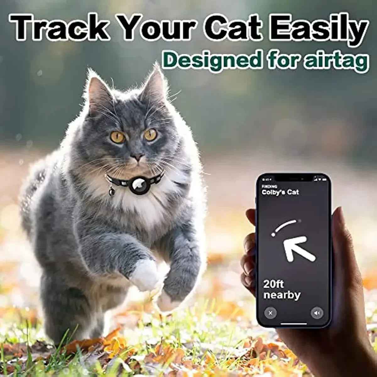 Reflective Waterproof AirTag Cat Collar with Holder Case