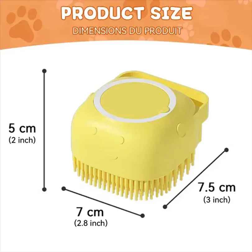 Silicone Pet Bath Massage Brush Gloves with Shampoo Dispenser