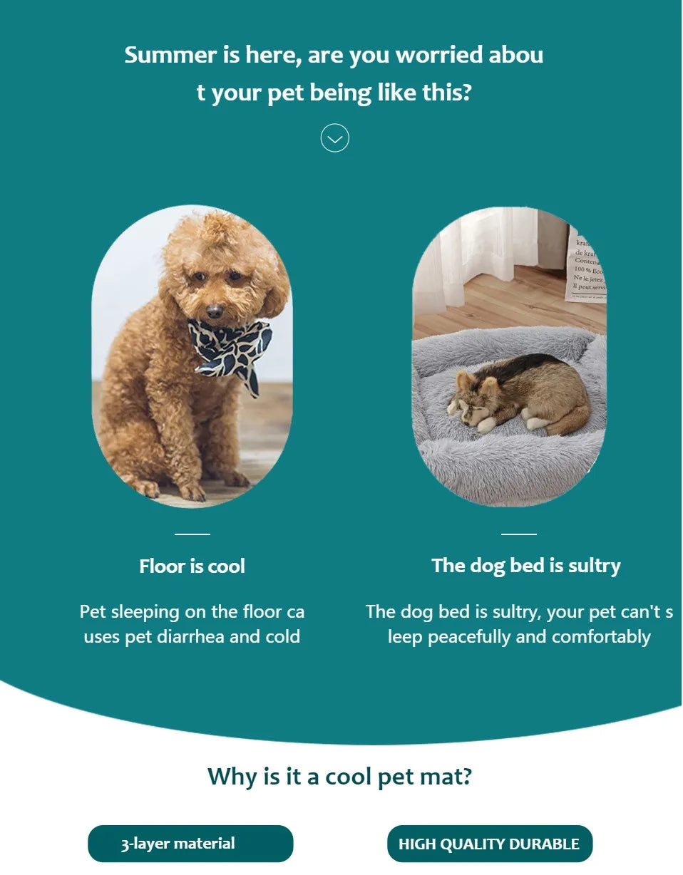Cooling Pet Mat for Dogs & Cats – Summer Ice Silk Sleeping Pad