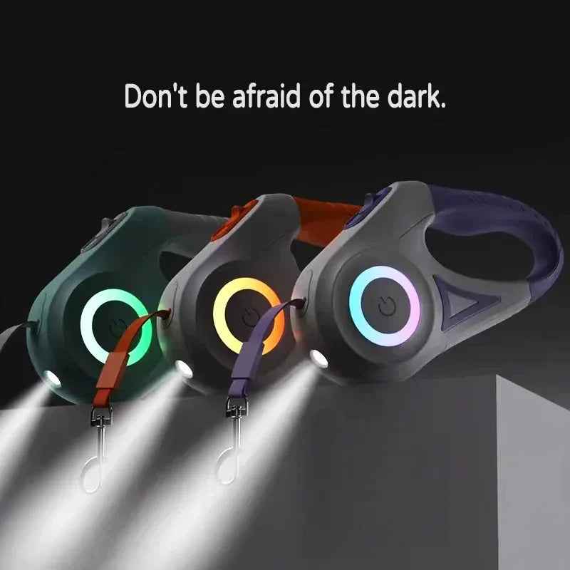 Retractable Dog Leash with LED Light & Collar Set