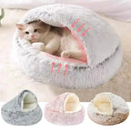 Cuccia Invernale 2-in-1 per Animali Rotonda in Pile Morbido e Caldo Casa per Animali