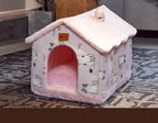 Casa plegable para perros Cama para gato Villa de invierno para perros Kennel para dormir Nido desmontable Cueva cerrada cálida Sofá Suministros para mascotas
