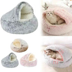 Cuccia Invernale 2-in-1 per Animali Rotonda in Pile Morbido e Caldo Casa per Animali