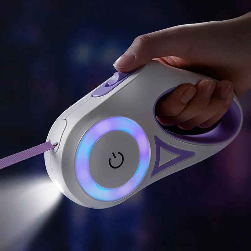 Retractable Dog Leash with LED Light & Collar Set