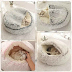 Cuccia Invernale 2-in-1 per Animali Rotonda in Pile Morbido e Caldo Casa per Animali