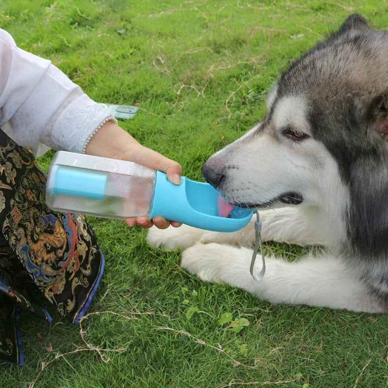 3-in-1 Portable Pet Water Bottle with Food & Poop Dispenser