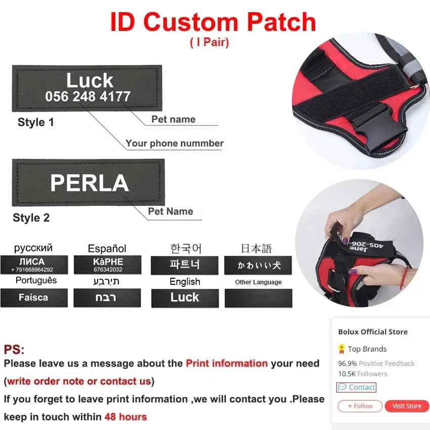 Personalized No-Pull Dog Harness Adjustable Reflective Vest