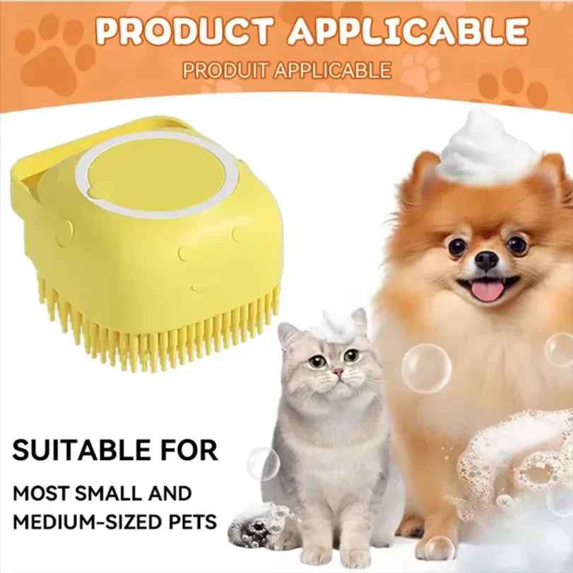 Silicone Pet Bath Massage Brush Gloves with Shampoo Dispenser