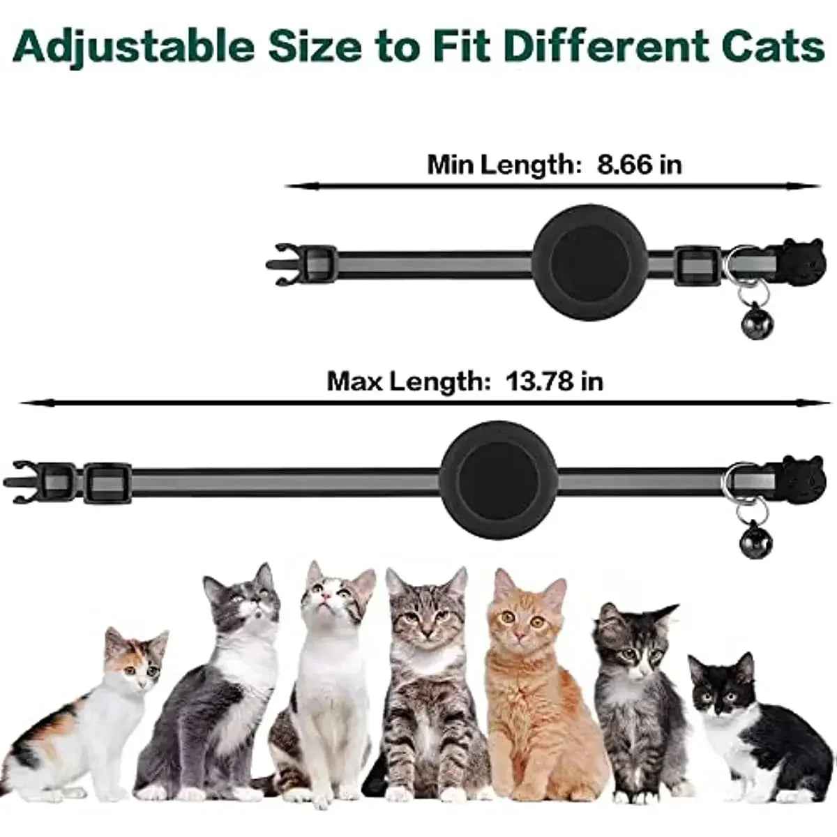 Reflective Waterproof AirTag Cat Collar with Holder Case
