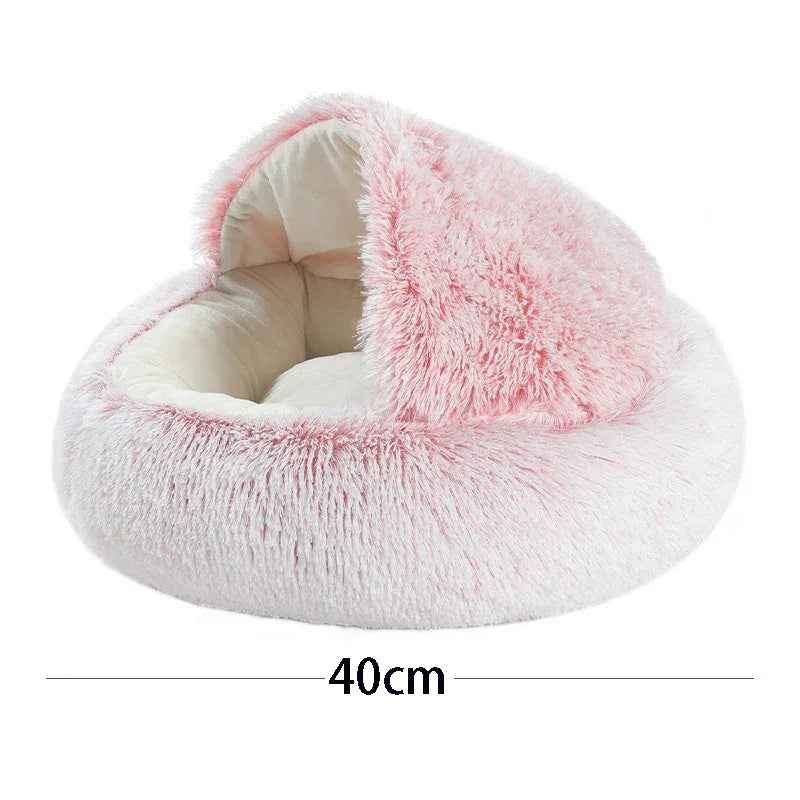 Cuccia Invernale 2-in-1 per Animali Rotonda in Pile Morbido e Caldo Casa per Animali