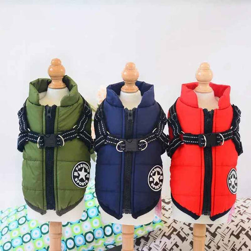 Waterproof Dog Winter Coat with Harness Warm Pet Jacket